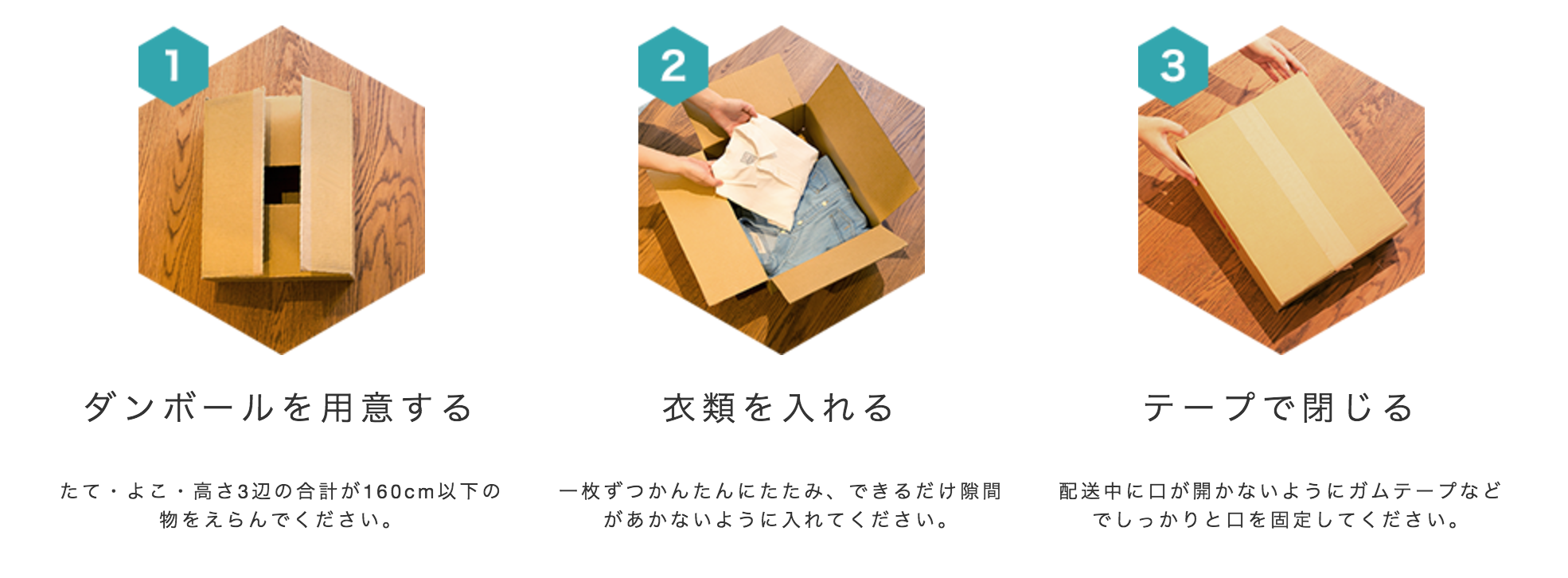 ダンボールでの梱包方法